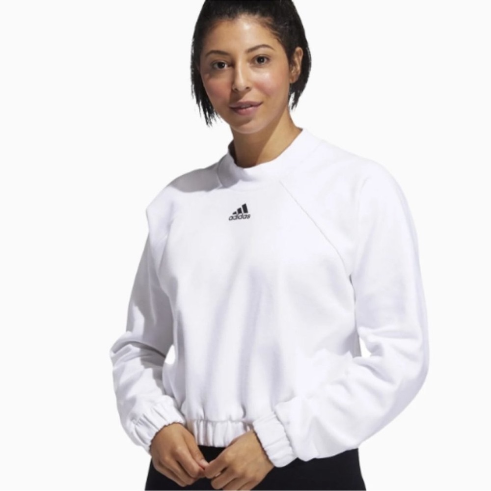 White Adidas Cropped Sweatshirt